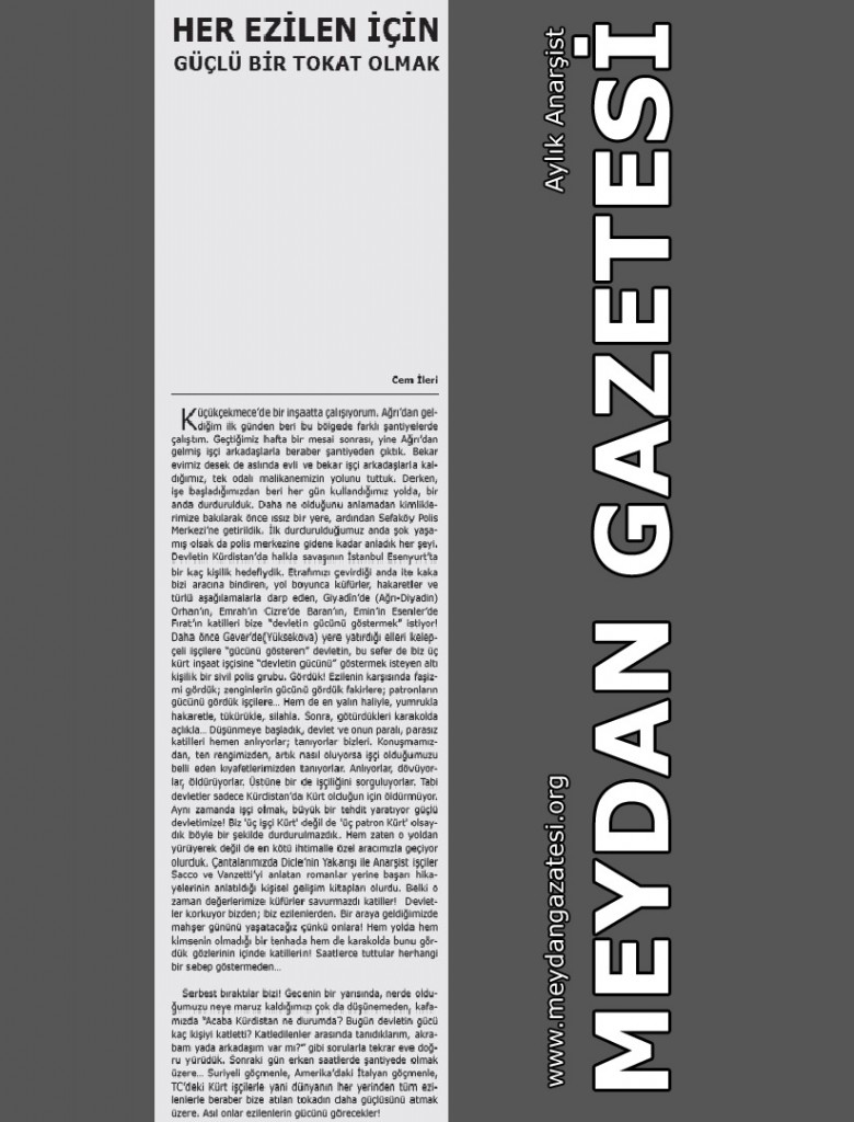 Meydan Gazetesi-Her Ezilen İçin Güçlü Bir Tokat Olmak